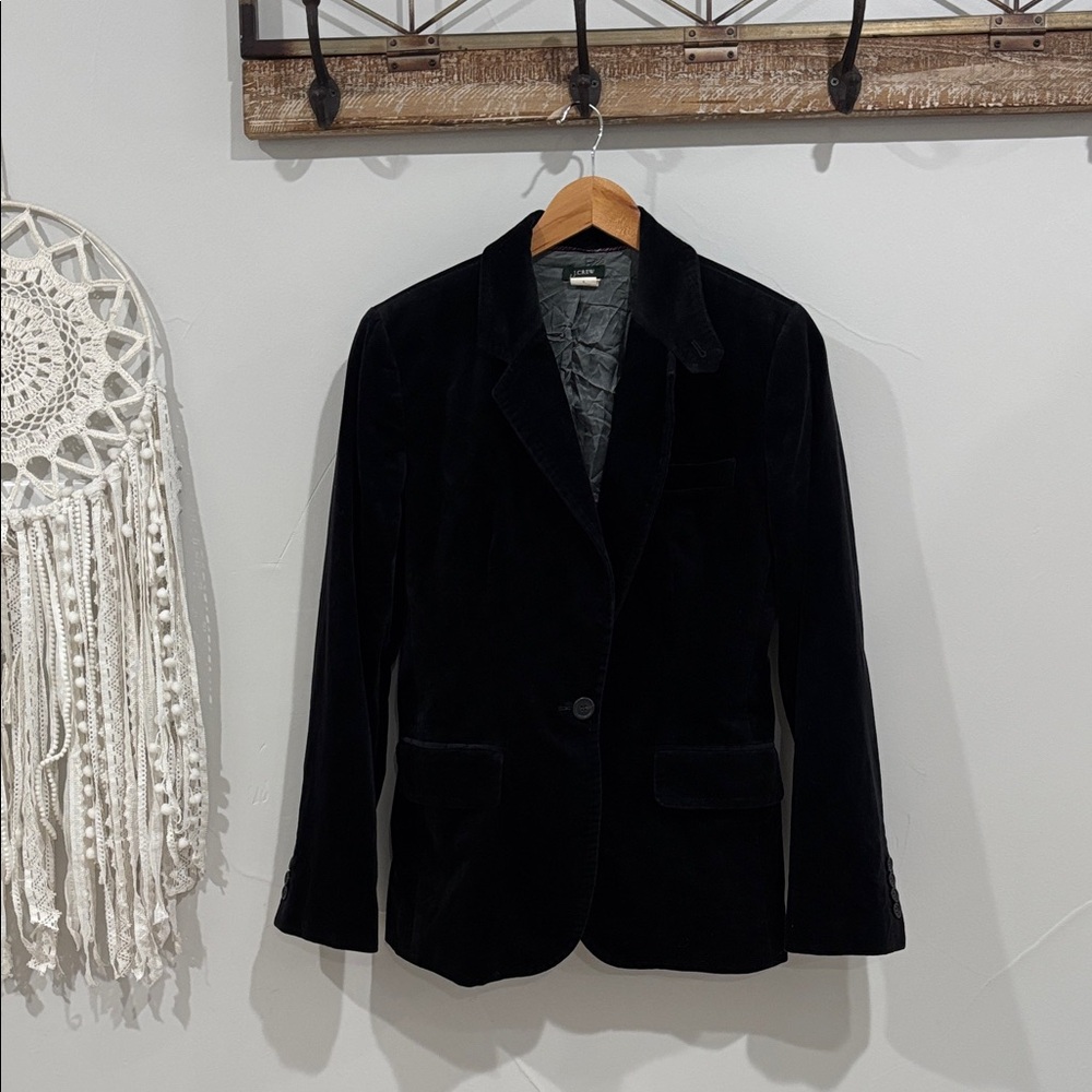 J. Crew Vintage 2006 Black Velvet Women's Blazer Jacket